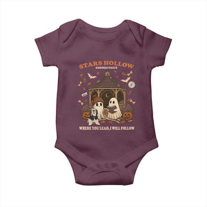 Halloween Stars Hollow Baby Onesie Retro Book Lover Cute Ghost Fall Pumpkin TS10 Maroon Print Your Wear