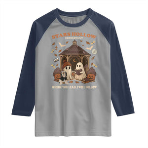 Halloween Stars Hollow Raglan Shirt Retro Book Lover Cute Ghost Fall Pumpkin TS10 Sport Gray Navy Print Your Wear
