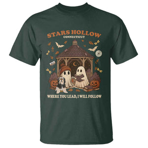 Halloween Stars Hollow T Shirt Retro Book Lover Cute Ghost Fall Pumpkin TS10 Dark Forest Green Print Your Wear