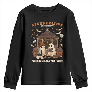 Halloween Stars Hollow Youth Sweatshirt Retro Book Lover Cute Ghost Fall Pumpkin TS10 Black Print Your Wear