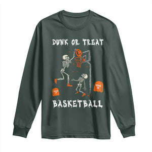 Halloween Skeleton Basketball Long Sleeve Shirt Funny Basketballer Sports Player TS10 Dark Forest Green Print Your Wear