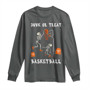 Halloween Skeleton Basketball Long Sleeve Shirt Funny Basketballer Sports Player TS10 Dark Heather Print Your Wear