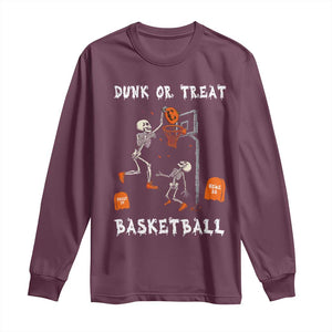 Halloween Skeleton Basketball Long Sleeve Shirt Funny Basketballer Sports Player TS10 Maroon Print Your Wear