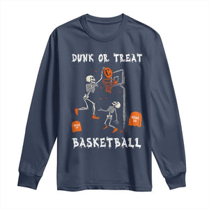 Halloween Skeleton Basketball Long Sleeve Shirt Funny Basketballer Sports Player TS10 Navy Print Your Wear