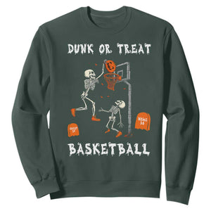 Halloween Skeleton Basketball Sweatshirt Funny Basketballer Sports Player TS10 Dark Forest Green Print Your Wear