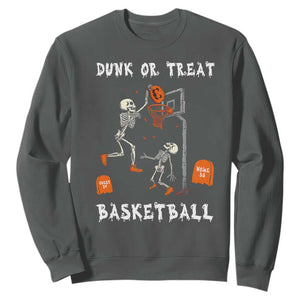 Halloween Skeleton Basketball Sweatshirt Funny Basketballer Sports Player TS10 Dark Heather Print Your Wear