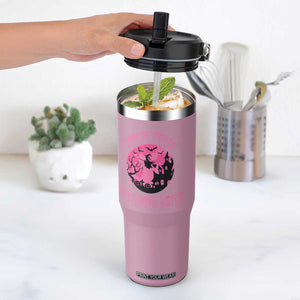 Breast Cancer Halloween Flip Straw Tumbler In October We Wear Pink Witch TS10 One Size: 30 oz Light Pink Print Your Wear