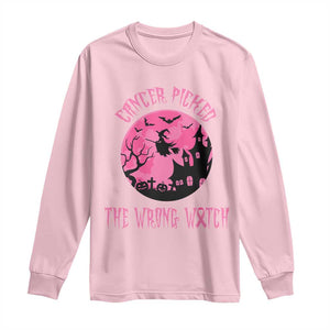 Breast Cancer Halloween Long Sleeve Shirt In October We Wear Pink Witch TS10 Light Pink Print Your Wear