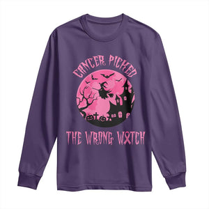 Breast Cancer Halloween Long Sleeve Shirt In October We Wear Pink Witch TS10 Purple Print Your Wear