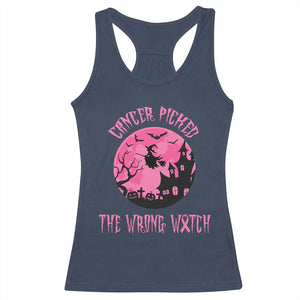 Breast Cancer Halloween Racerback Tank Top In October We Wear Pink Witch TS10 Navy Print Your Wear