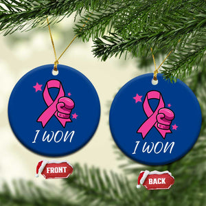Pink Ribbon Ceramic Ornament I Won Breast Cancer Awareness TS10 1pc Blue Print Your Wear