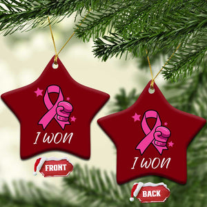 Pink Ribbon Ceramic Ornament I Won Breast Cancer Awareness TS10 Print Your Wear