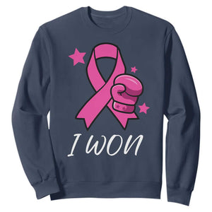 Pink Ribbon Sweatshirt I Won Breast Cancer Awareness TS10 Navy Print Your Wear