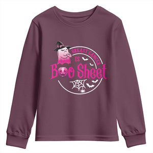 Breast Cancer Is Boo Sheet Youth Sweatshirt October Ghost Pink Ribbon TS10 Maroon Print Your Wear