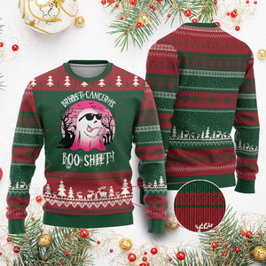 Breast Cancer Is Boo Sheet Ugly Christmas Sweater In October Ghost Wear Pink TS10 Red Green Print Your Wear