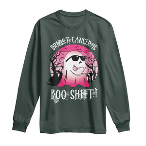 Breast Cancer Is Boo Sheet Long Sleeve Shirt In October Ghost Wear Pink TS10 Dark Forest Green Print Your Wear