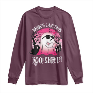Breast Cancer Is Boo Sheet Long Sleeve Shirt In October Ghost Wear Pink TS10 Maroon Print Your Wear