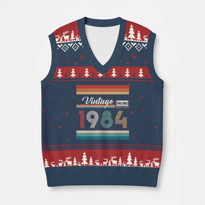 1984 Retro Birthday V-Neck Knit Sweater Vest Vintage 42th Birthday Gift Classic 90s Style TS10 Navy Red Print Your Wear