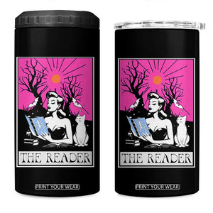 The Reader Tarot 4 in 1 Can Cooler Tumbler Witch Reading Book Club Occult Cat Mom TS10 One Size: 16 oz Black Print Your Wear