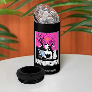 The Reader Tarot 4 in 1 Can Cooler Tumbler Witch Reading Book Club Occult Cat Mom TS10 Print Your Wear