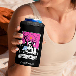 The Reader Tarot 4 in 1 Can Cooler Tumbler Witch Reading Book Club Occult Cat Mom TS10 Print Your Wear