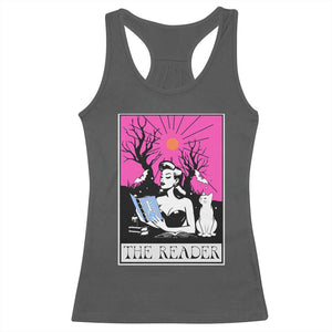 The Reader Tarot Racerback Tank Top Witch Reading Book Club Occult Cat Mom TS10 Dark Heather Print Your Wear