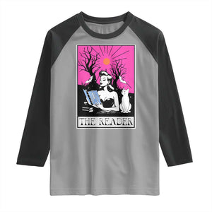 The Reader Tarot Raglan Shirt Witch Reading Book Club Occult Cat Mom TS10 Sport Gray Black Print Your Wear
