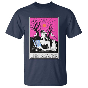 The Reader Tarot T Shirt Witch Reading Book Club Occult Cat Mom TS10 Navy Print Your Wear