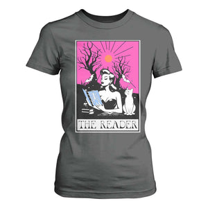 The Reader Tarot T Shirt For Women Witch Reading Book Club Occult Cat Mom TS10 Dark Heather Print Your Wear