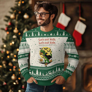 Grammar English Teacher Ugly Christmas Sweater Funny Halloween Dinosaurs Pumpkin Punctuation Saves Lives TS10 Beige Green Print Your Wear