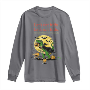 Grammar English Teacher Long Sleeve Shirt Funny Halloween Dinosaurs Pumpkin Punctuation Saves Lives TS10 Charcoal Print Your Wear