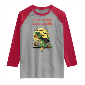 Grammar English Teacher Raglan Shirt Funny Halloween Dinosaurs Pumpkin Punctuation Saves Lives TS10 Sport Gray Red Print Your Wear
