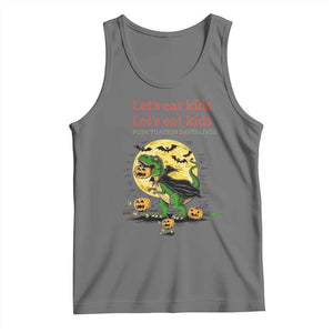 Grammar English Teacher Tank Top Funny Halloween Dinosaurs Pumpkin Punctuation Saves Lives TS10 Black Heather Print Your Wear