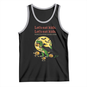 Grammar English Teacher Tank Top Funny Halloween Dinosaurs Pumpkin Punctuation Saves Lives TS10 Black Athletic Heather Print Your Wear