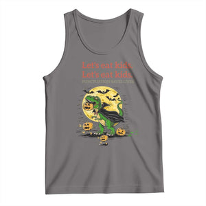 Grammar English Teacher Tank Top Funny Halloween Dinosaurs Pumpkin Punctuation Saves Lives TS10 Deep Heather Print Your Wear
