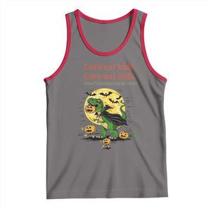 Grammar English Teacher Tank Top Funny Halloween Dinosaurs Pumpkin Punctuation Saves Lives TS10 Deep Heather Red Print Your Wear