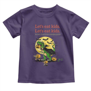Grammar English Teacher Toddler T Shirt Funny Halloween Dinosaurs Pumpkin Punctuation Saves Lives TS10 Purple Print Your Wear