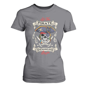 Skull Pirate Let The Pirate Shenanigans Begin T Shirt For Women Halloween Crossbones Freebooter TS10 Charcoal Print Your Wear