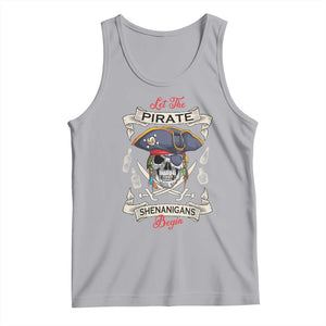 Skull Pirate Let The Pirate Shenanigans Begin Tank Top Halloween Crossbones Freebooter TS10 Athletic Heather Print Your Wear