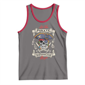 Skull Pirate Let The Pirate Shenanigans Begin Tank Top Halloween Crossbones Freebooter TS10 Deep Heather Red Print Your Wear