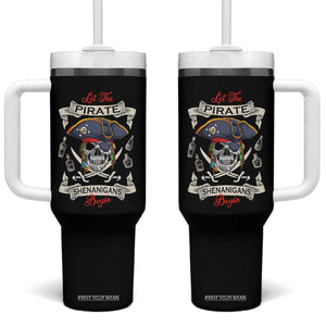 Skull Pirate Let The Pirate Shenanigans Begin Tumbler With Handle Halloween Crossbones Freebooter TS10 One Size: 40 oz Black Print Your Wear