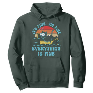 It's Fine I'm Fine Everything Is Fine Funny Cat Hoodie Christmas Gift TS10 Dark Forest Green Print Your Wear