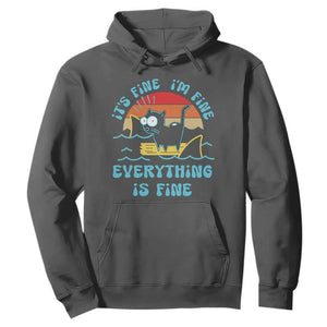 It's Fine I'm Fine Everything Is Fine Funny Cat Hoodie Christmas Gift TS10 Dark Heather Print Your Wear