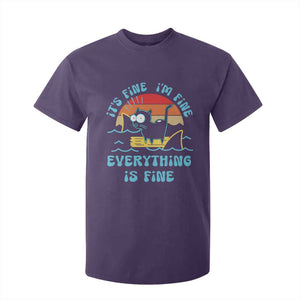 It's Fine I'm Fine Everything Is Fine Funny Cat T Shirt For Kid Christmas Gift TS10 Purple Print Your Wear