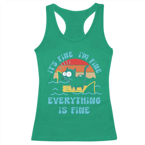 It's Fine I'm Fine Everything Is Fine Funny Cat Racerback Tank Top Christmas Gift TS10 Irish Green Print Your Wear
