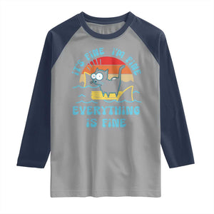 It's Fine I'm Fine Everything Is Fine Funny Cat Raglan Shirt Christmas Gift TS10 Sport Gray Navy Print Your Wear