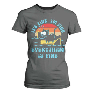It's Fine I'm Fine Everything Is Fine Funny Cat T Shirt For Women Christmas Gift TS10 Dark Heather Print Your Wear