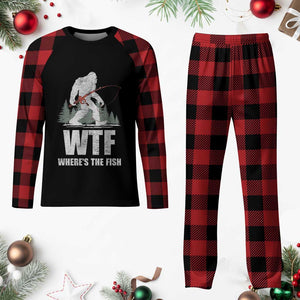 WTF Where's The Fish Plaid Pajama Set Funny Fishing Gifts Bigfoot Sasquatch TS10 Buffalo Plaid Print Your Wear