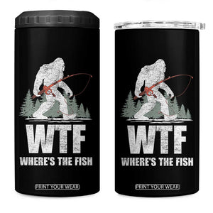 WTF Where's The Fish 4 in 1 Can Cooler Tumbler Funny Fishing Gifts Bigfoot Sasquatch TS10 One Size: 16 oz Black Print Your Wear