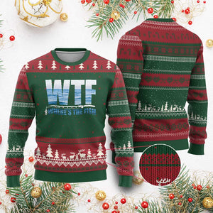 WTF Where's The Fish Ugly Christmas Sweater Funny Fishing Gifts Fathers Day TS10 Red Green Print Your Wear